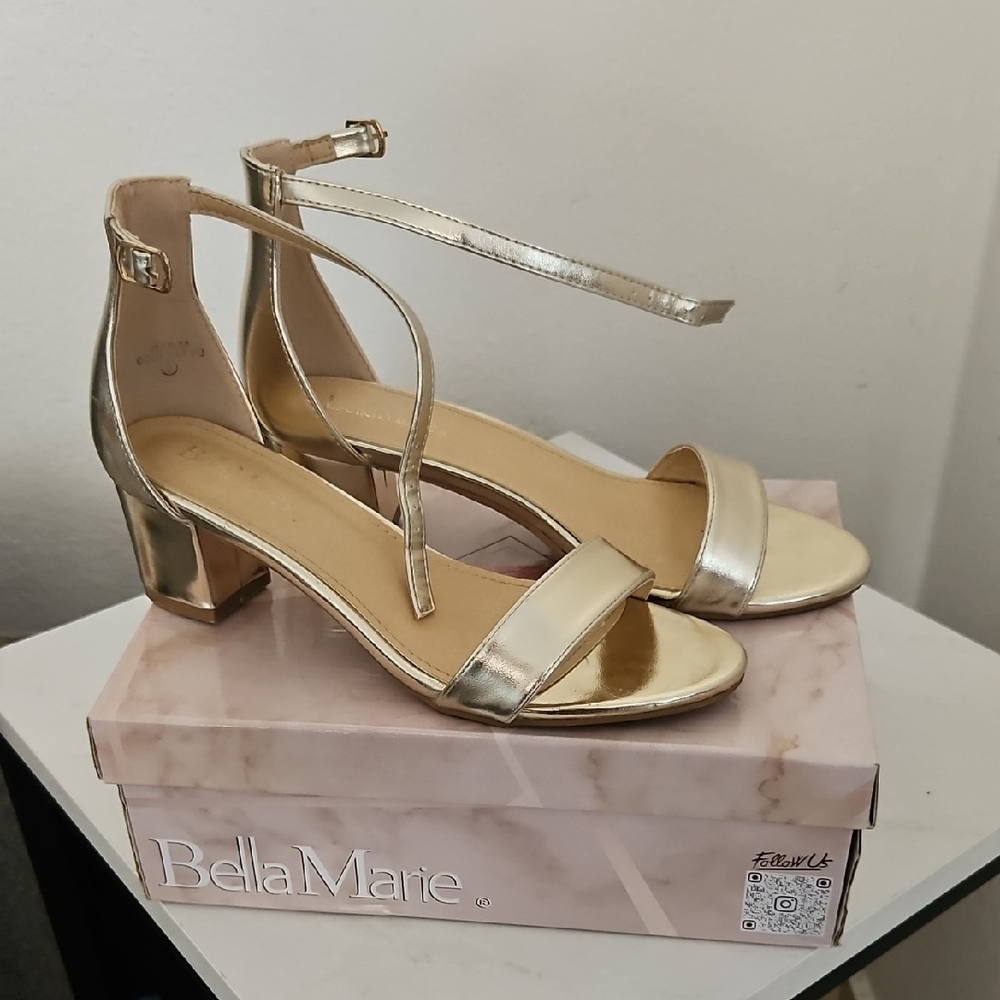 Bella Marie Metallic Gold Heels